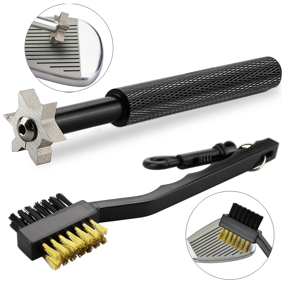 Golf Equipment Sales - ชุดแปรงทำความสะอาดไม้กอล์ฟ 2 ชิ้น/ชุด พร้อมอุปกรณ์ลับคมและทำร่องไม้กอล์ฟ สำหรับไม้พัตเตอร์ ไม้เวดจ์
